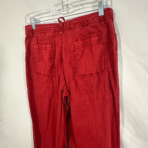 The Territory Ahead Women’s Linen-Cotton Roll-Up Pants - Red - Size 8 - Picture 4 of 10